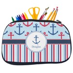 Anchors & Stripes Neoprene Pencil Case - Medium w/ Name or Text