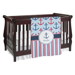 Anchors & Stripes Baby Blanket (Single Sided) (Personalized)