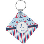 Anchors & Stripes Diamond Plastic Keychain w/ Name or Text