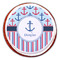 Anchors & Stripes Printed Icing Circle - Large - On Cookie