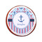 Anchors & Stripes Printed Icing Circle - Small - On Cookie