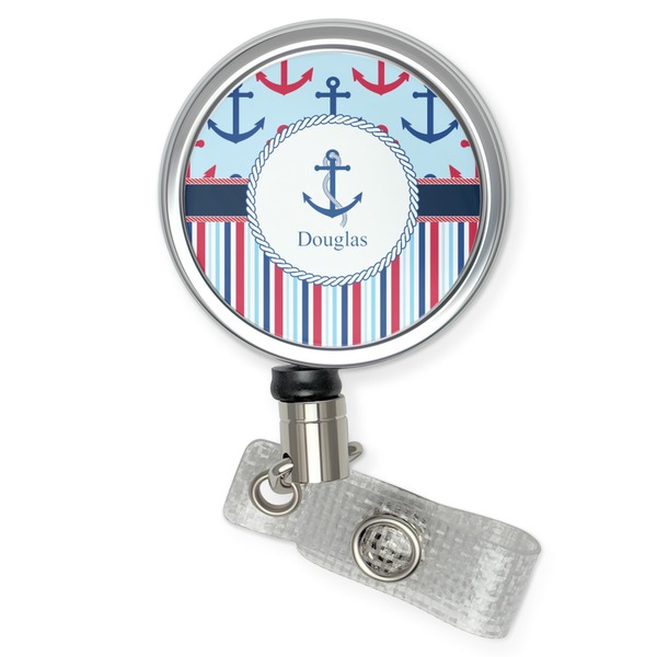 Custom Anchors & Stripes Retractable Badge Reel (Personalized)