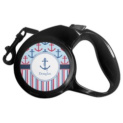 Anchors & Stripes Retractable Dog Leash - Medium (Personalized)