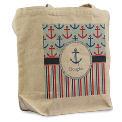 Anchors & Stripes Reusable Cotton Grocery Bag - Single (Personalized)