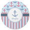 Anchors & Stripes Round Coaster Rubber Back - Single