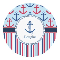 Anchors & Stripes Round Decal - Medium (Personalized)