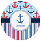 Anchors & Stripes Round Fridge Magnet - FRONT