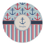 Anchors & Stripes Round Linen Placemat - Single Sided (Personalized)