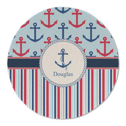 Anchors & Stripes Round Linen Placemat (Personalized)