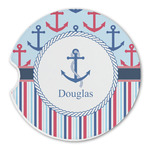 Anchors & Stripes Sandstone Car Coaster - Single (Personalized)