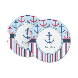 Anchors & Stripes Sandstone Car Coasters - Set of 2 (Personalized)