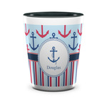 Anchors & Stripes Ceramic Shot Glass - 1.5 oz - Two Tone - Single (Personalized)