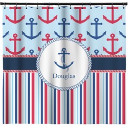 Anchors & Stripes Shower Curtain - 71" x 74" (Personalized)