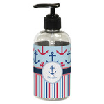 Anchors & Stripes Plastic Soap / Lotion Dispenser (8 oz - Small - Black) (Personalized)