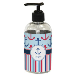 Anchors & Stripes Plastic Soap / Lotion Dispenser (8 oz - Small - Black) (Personalized)