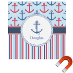 Anchors & Stripes Square Car Magnet - 10" (Personalized)