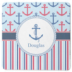 Anchors & Stripes Square Rubber Backed Coaster (Personalized)