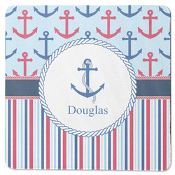 Anchors & Stripes Square Rubber Backed Coaster (Personalized)