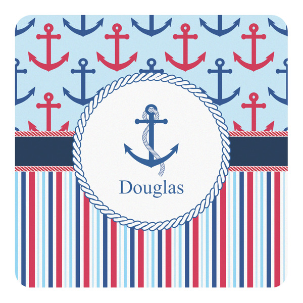 Custom Anchors & Stripes Square Decal - Large (Personalized)