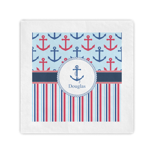 Custom Anchors & Stripes Standard Cocktail Napkins (Personalized)