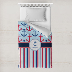 Anchors & Stripes Toddler Duvet Cover w/ Name or Text