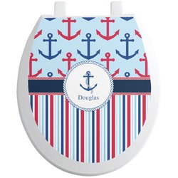Anchors & Stripes Toilet Seat Decal - Round (Personalized)