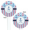 Anchors & Stripes White Plastic 5.5" Stir Stick - Double Sided - Round - Front & Back