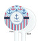 Anchors & Stripes White Plastic 5.5" Stir Stick - Single Sided - Round - Front & Back