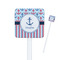 Anchors & Stripes White Plastic Stir Stick - Square - Closeup