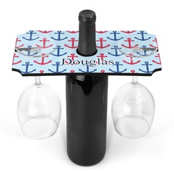 Anchors & Stripes Wine Bottle & Glass Holder (Personalized)