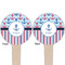 Anchors & Stripes Wooden 4" Food Pick - Round - Double Sided - Front & Back