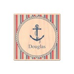 Anchors & Stripes Genuine Maple or Cherry Wood Sticker (Personalized)