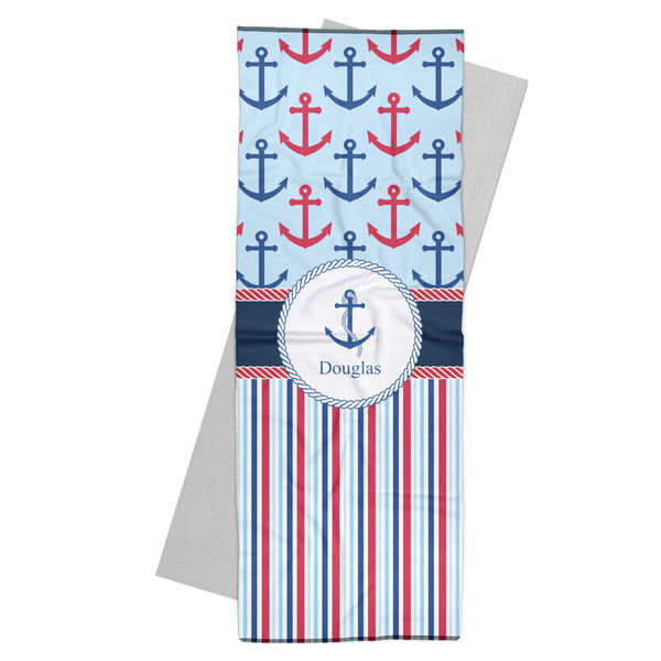 Custom Anchors & Stripes Yoga Mat Towel (Personalized)