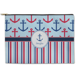 Anchors & Stripes Zipper Pouch (Personalized)