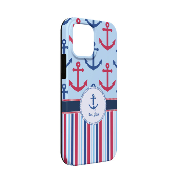 Custom Anchors & Stripes iPhone Case - Rubber Lined - iPhone 13 Mini (Personalized)