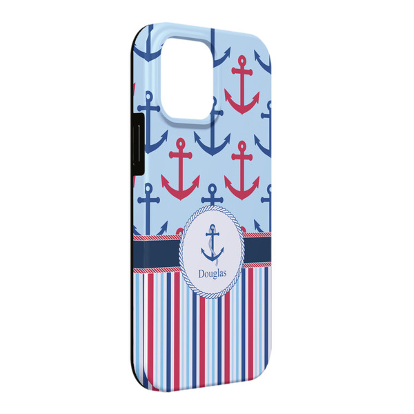 Custom Anchors & Stripes iPhone Case - Rubber Lined - iPhone 13 Pro Max (Personalized)