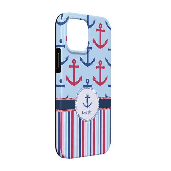 Custom Anchors & Stripes iPhone Case - Rubber Lined - iPhone 13 Pro (Personalized)