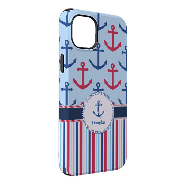 Custom Anchors & Stripes iPhone Case - Rubber Lined - iPhone 14 Pro Max (Personalized)