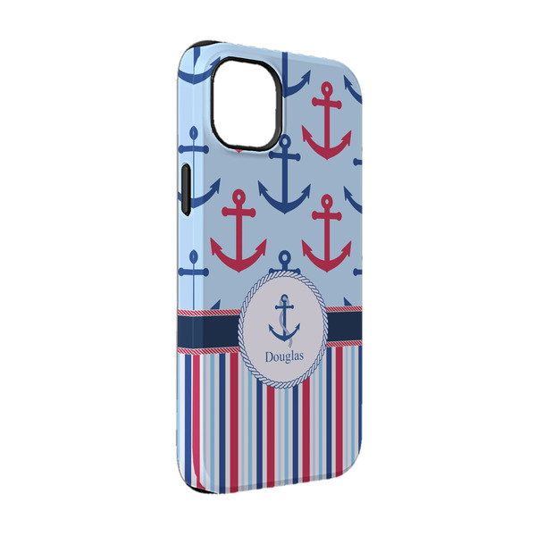 Custom Anchors & Stripes iPhone Case - Rubber Lined - iPhone 14 Pro (Personalized)