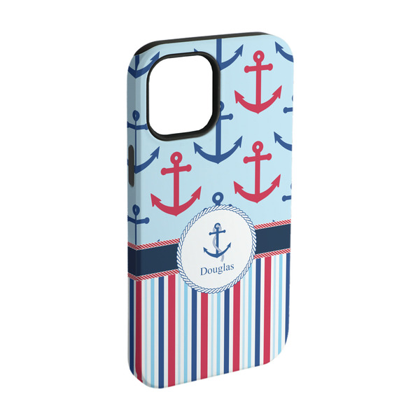 Custom Anchors & Stripes iPhone Case - Rubber Lined - iPhone 15 (Personalized)