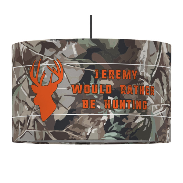 Custom Hunting Camo 12" Drum Pendant Lamp - Fabric (Personalized)