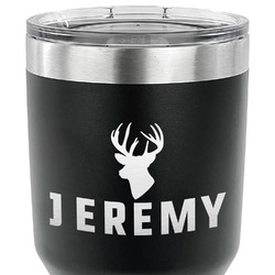 Hunting Camo 30 oz Stainless Steel Tumbler - Black - Single Sided (Personalized)