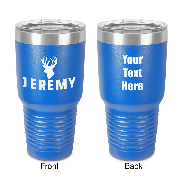 Custom Hunting Camo 30 oz Stainless Steel Tumbler - Royal Blue - Double-Sided (Personalized)