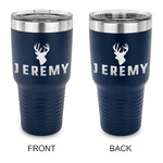 Hunting Camo 30 oz Stainless Steel Tumbler - Navy - Double Sided (Personalized)