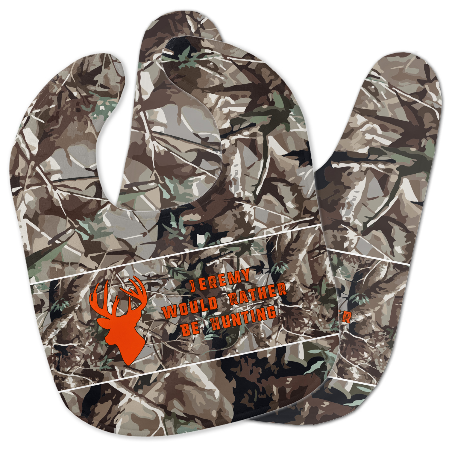 Custom Hunting Camo Baby Bib W Name Or Text YouCustomizeIt   Hunting Camo Bibs Main New And Old 