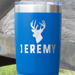Hunting Camo 20 oz Stainless Steel Tumbler - Royal Blue - Double Sided (Personalized)