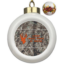 Hunting Camo Ceramic Ball Ornaments - Poinsettia Garland (Personalized)
