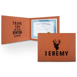 Hunting Camo Leatherette Certificate Holder - Front and Inside (Personalized)