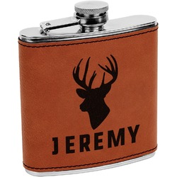 Hunting Camo Leatherette Wrapped Stainless Steel Flask (Personalized)