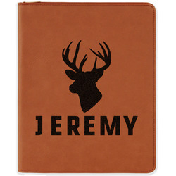 Hunting Camo Leatherette Zipper Portfolio with Notepad - Single Sided (Personalized)